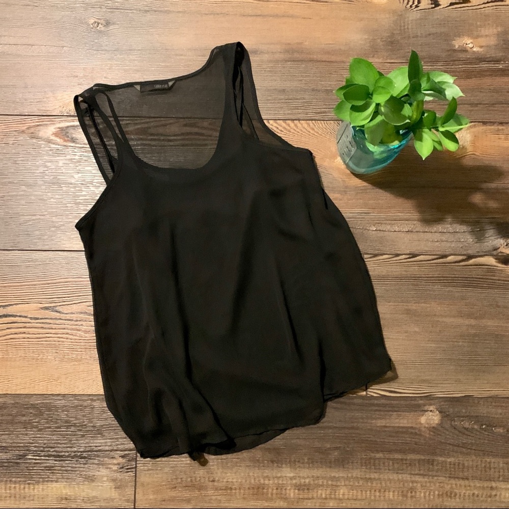 Black Sheer Ruffle Button Tank - XS - Picture 2 of 5